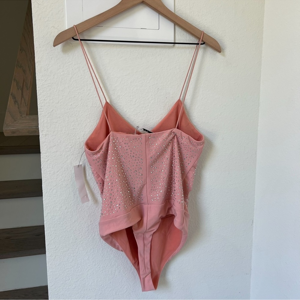 NWT Alice & Olivia Rhinestone Tank Top Bodysuit in Pink - Picture 2 of 4
